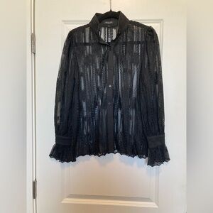 NWT Beulah Black Sheer Lace Blouse
